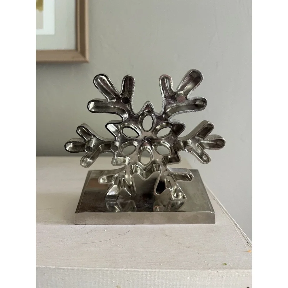 Snowflake Christmas Stocking Hanger Hook Holder Mantle Fireplace Silver Metal